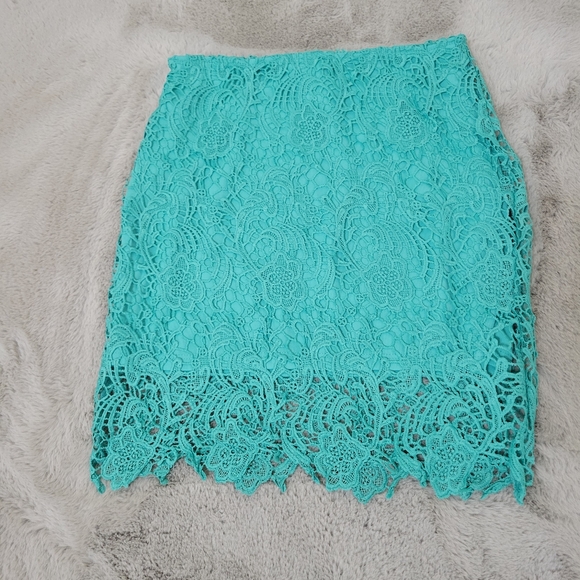 Nwot Aqua Lace Skirt - Picture 5 of 6